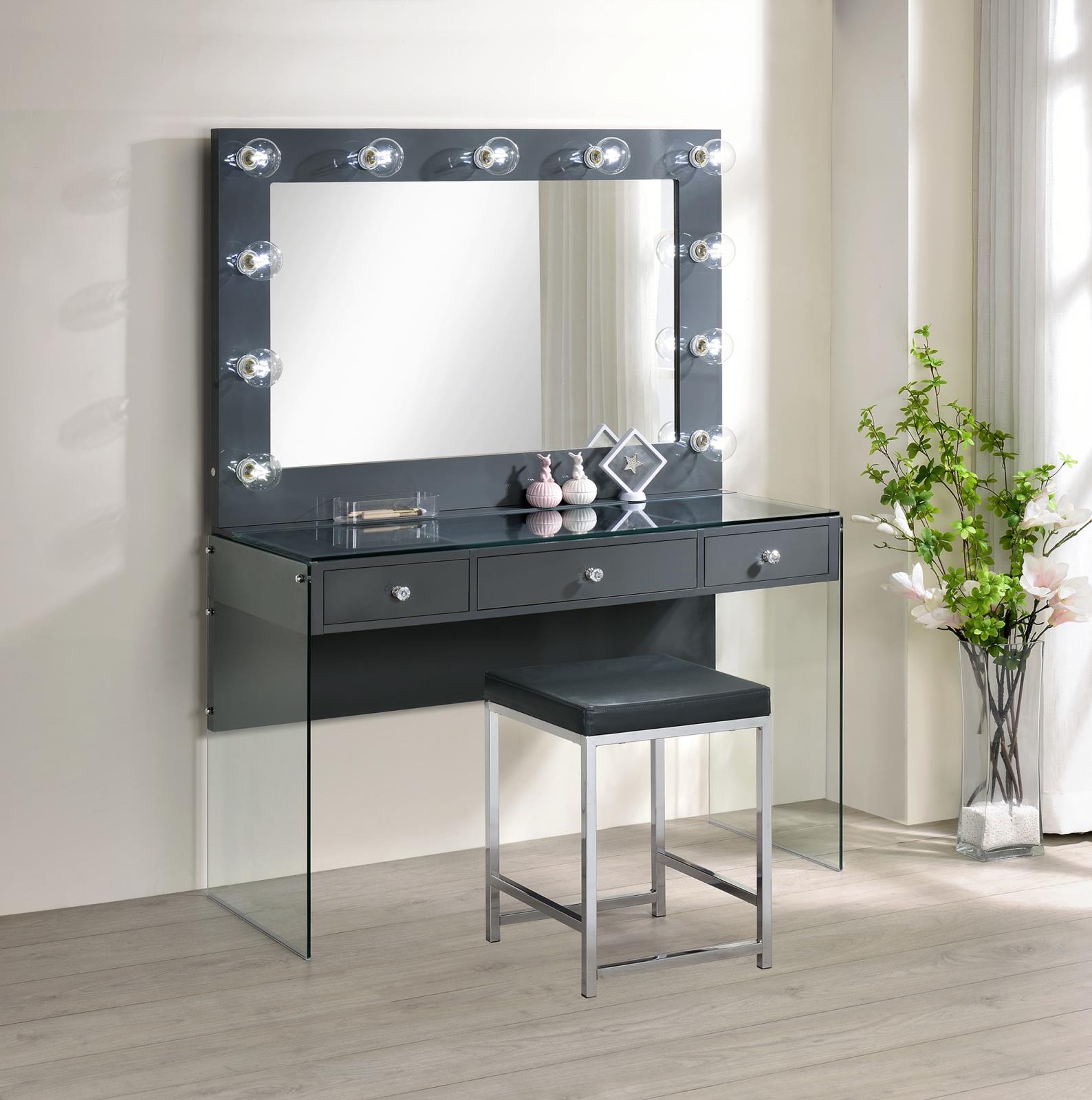 Afshan Square Padded Cushion Upholstered Vanity Stool - 935924 - Luna Furniture - Dallas Store