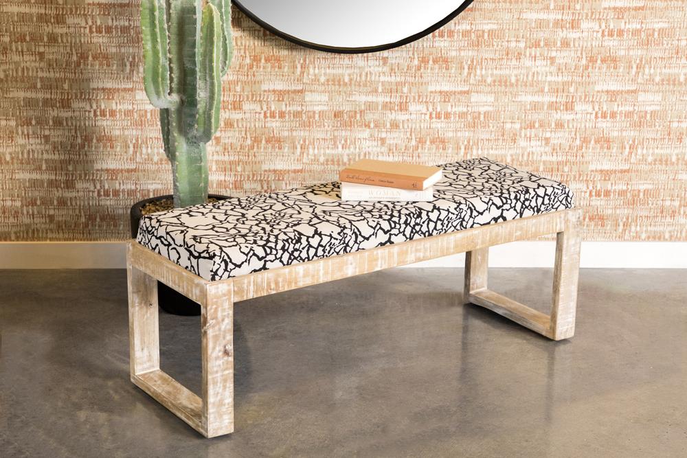 Aiden Black/White Sled Leg Upholstered Accent Bench - 914138 - Luna Furniture - Dallas Store
