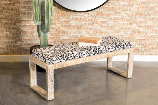 Aiden Black/White Sled Leg Upholstered Accent Bench - 914138 - Luna Furniture - Dallas Store