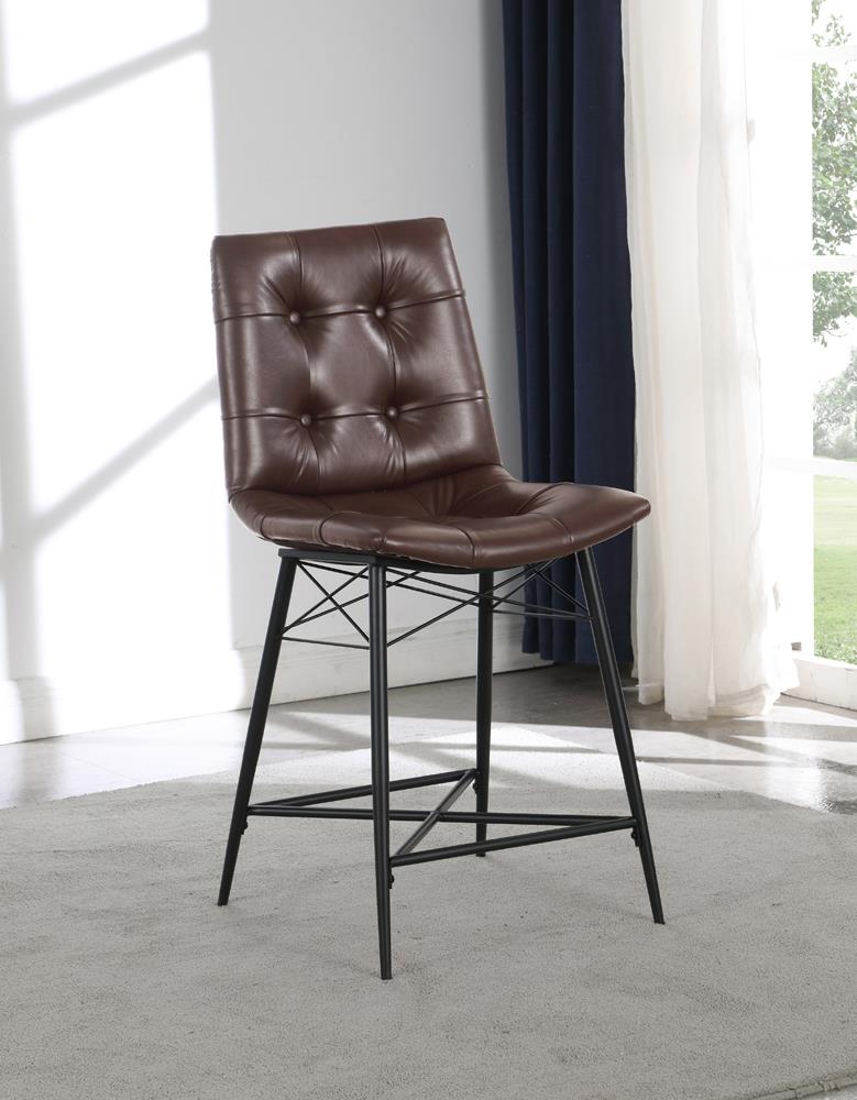 Aiken Brown Upholstered Tufted Counter Height Stools, Set of 2 - 107860 - Luna Furniture - Dallas Store