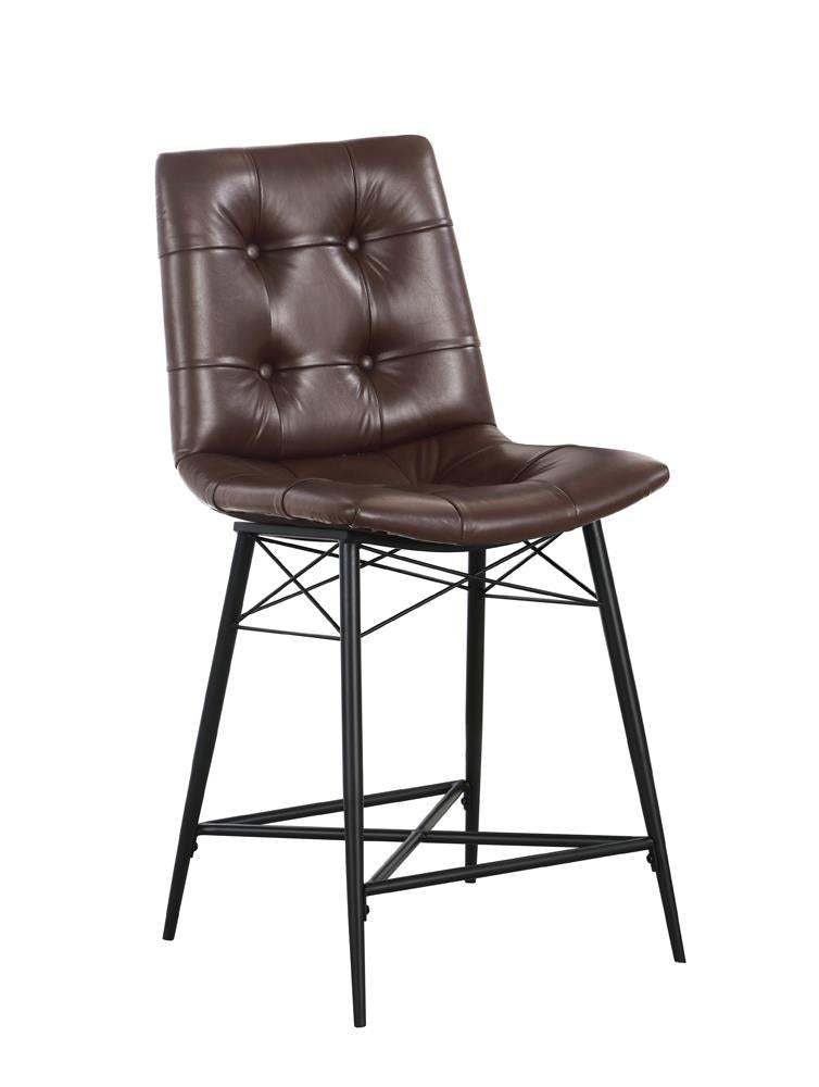 Aiken Brown Upholstered Tufted Counter Height Stools, Set of 2 - 107860 - Luna Furniture - Dallas Store
