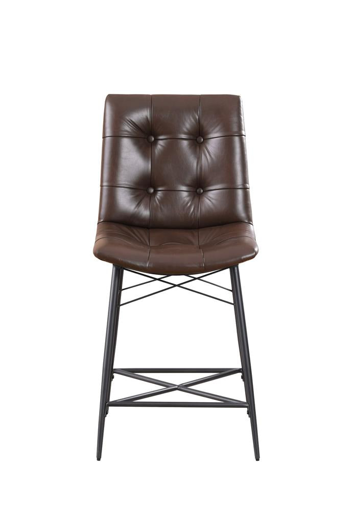 Aiken Brown Upholstered Tufted Counter Height Stools, Set of 2 - 107860 - Luna Furniture - Dallas Store