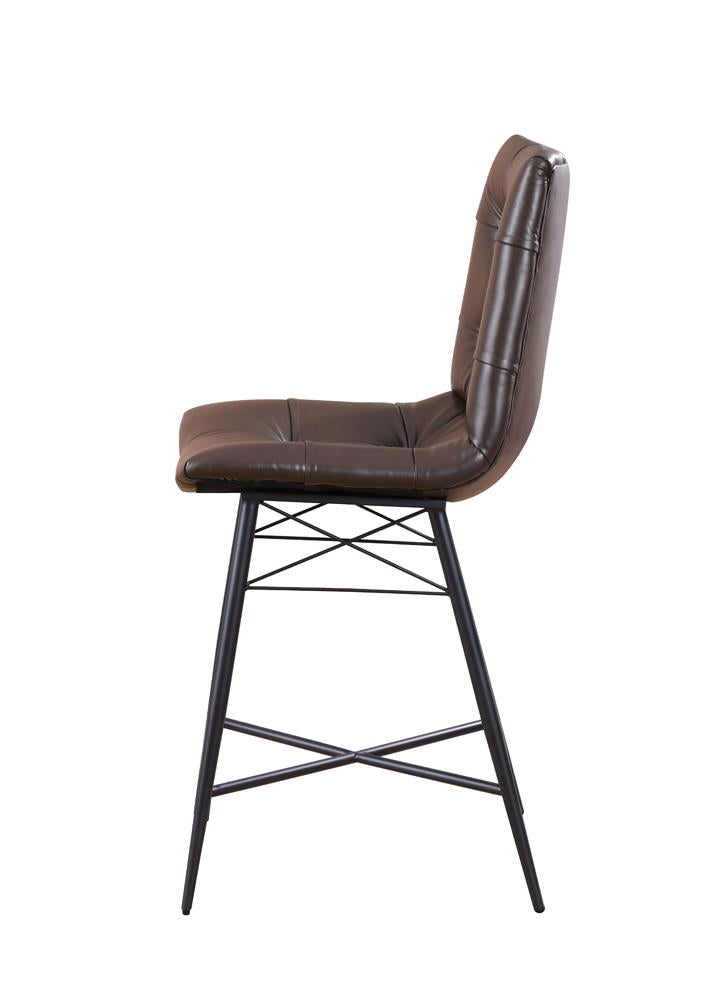 Aiken Brown Upholstered Tufted Counter Height Stools, Set of 2 - 107860 - Luna Furniture - Dallas Store