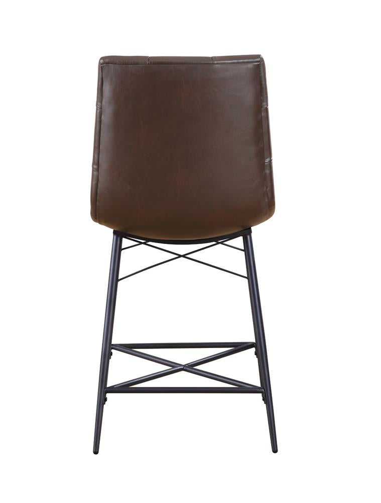 Aiken Brown Upholstered Tufted Counter Height Stools, Set of 2 - 107860 - Luna Furniture - Dallas Store