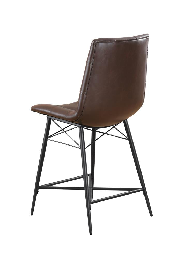 Aiken Brown Upholstered Tufted Counter Height Stools, Set of 2 - 107860 - Luna Furniture - Dallas Store
