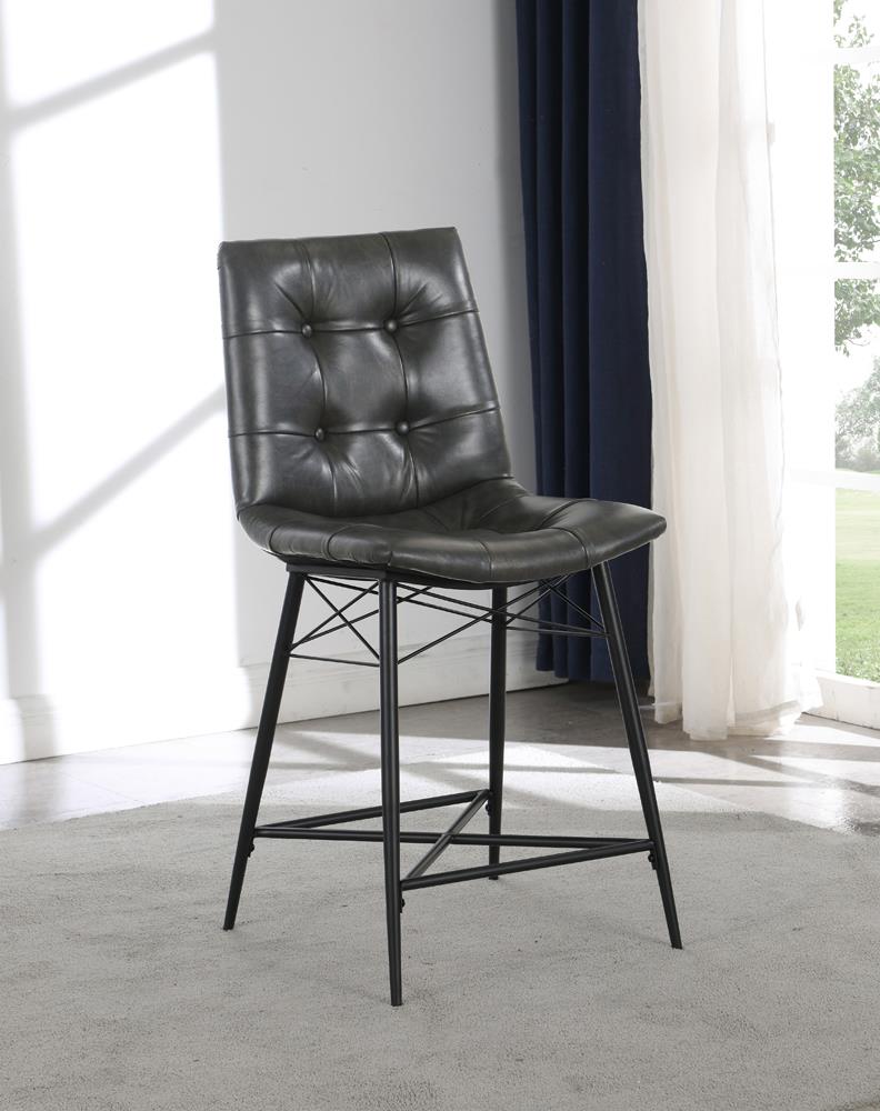 Aiken Gray Upholstered Tufted Counter Height Stools, Set of 2 - 107859 - Luna Furniture - Dallas Store