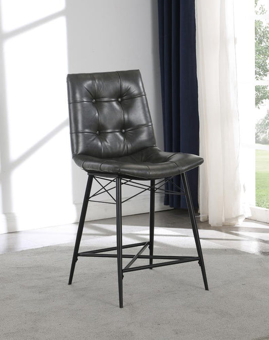 Aiken Gray Upholstered Tufted Counter Height Stools, Set of 2 - 107859 - Luna Furniture - Dallas Store