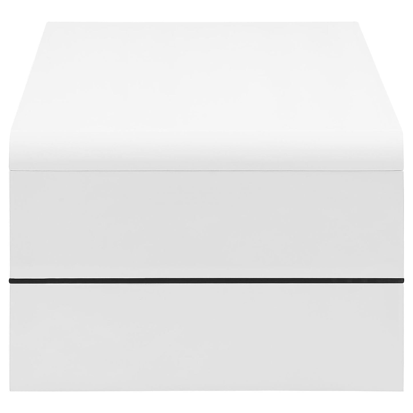 Airell White High Gloss Rectangular Coffee Table with Glass Shelf - 703798 - Luna Furniture - Dallas Store