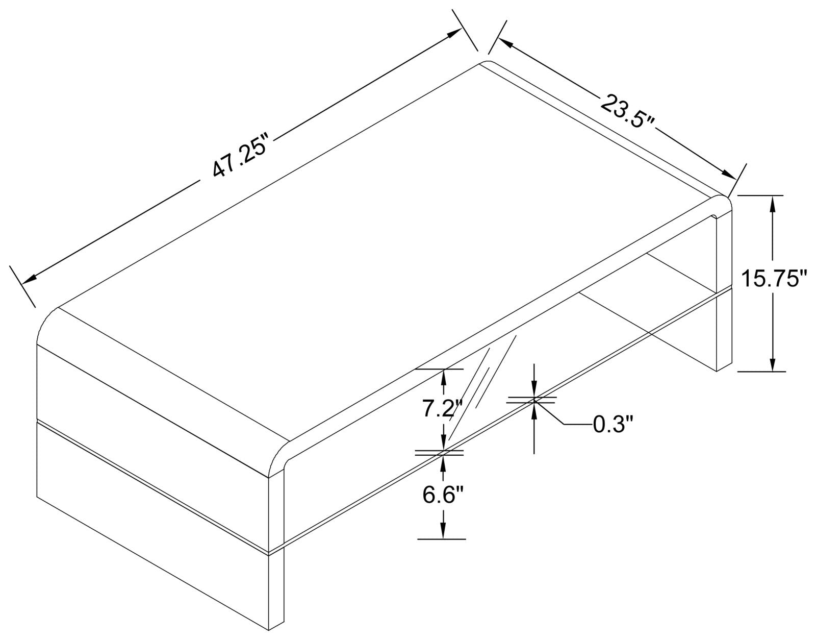 Airell White High Gloss Rectangular Coffee Table with Glass Shelf - 703798 - Luna Furniture - Dallas Store