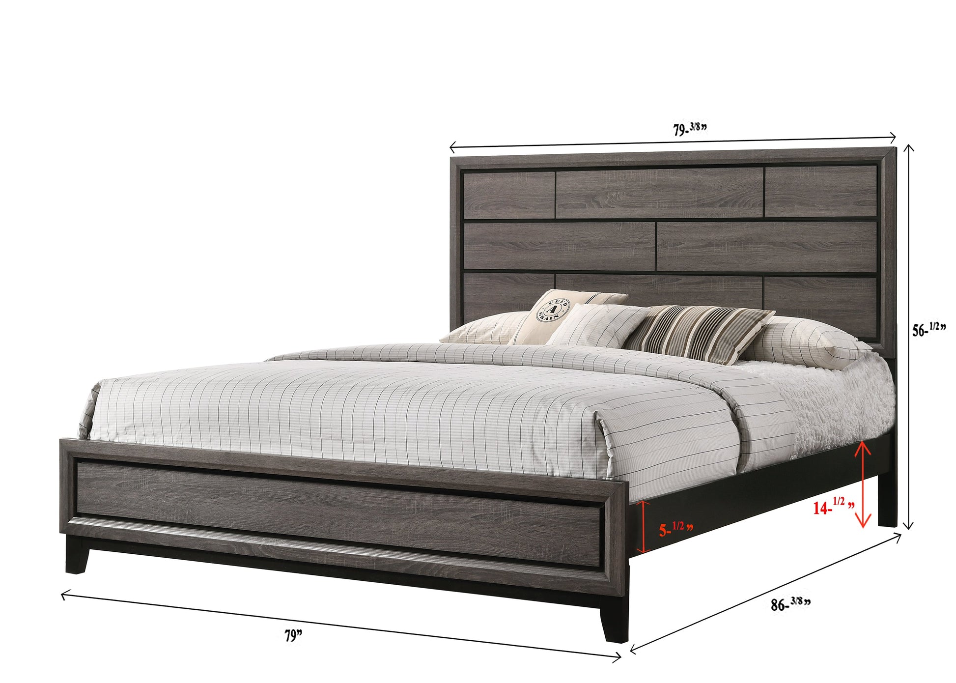 Akerson Gray King Panel Bed - SET | B4620-K-HBFB | B4620-KQ-RAIL - Luna Furniture - Dallas Store