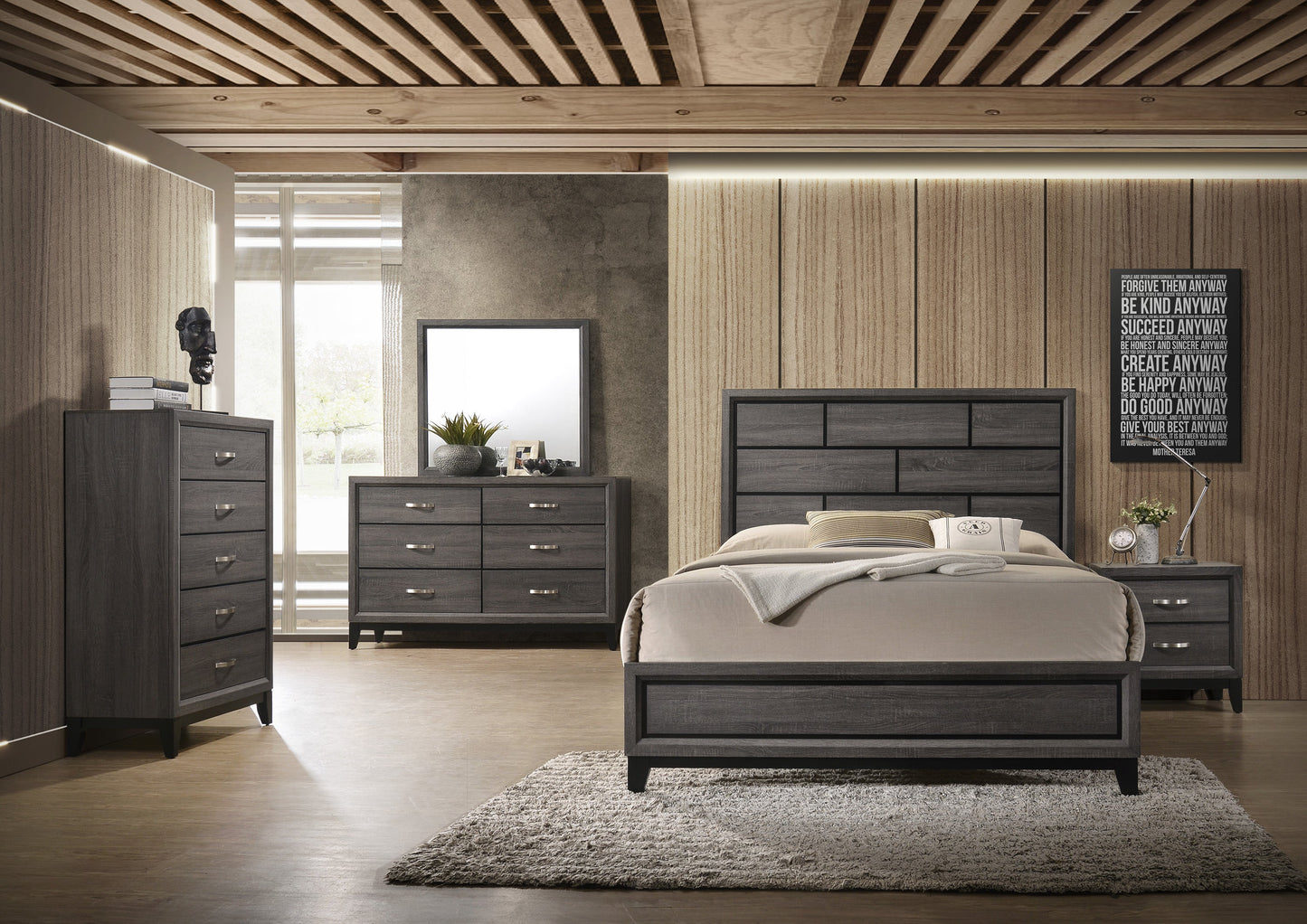 Akerson Gray Queen Panel Bed - SET | B4620-Q-HBFB | B4620-KQ-RAIL - Luna Furniture - Dallas Store