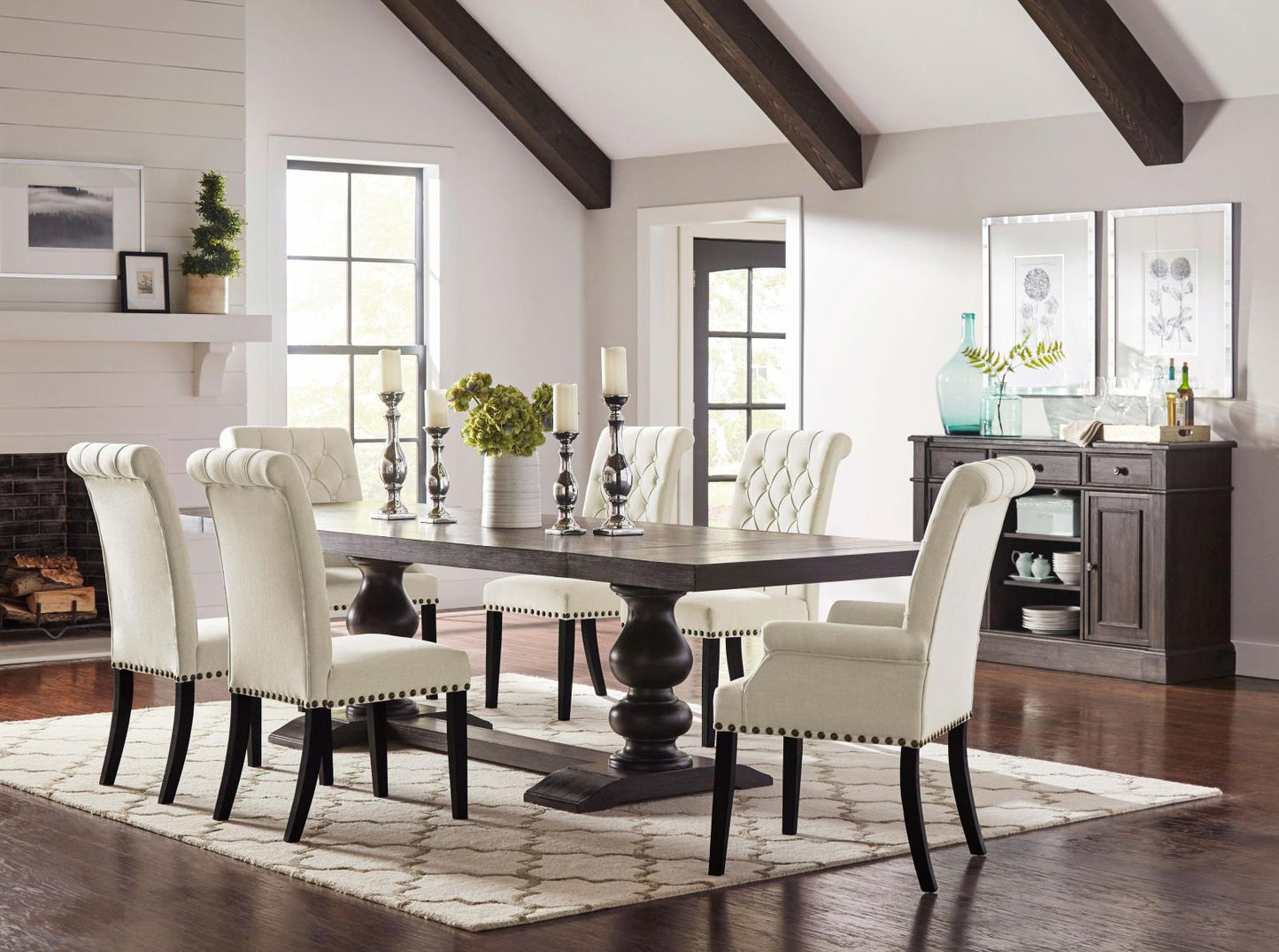 Alana Beige/Smokey Black Upholstered Side Chairs, Set of 2 - 107286 - Luna Furniture - Dallas Store