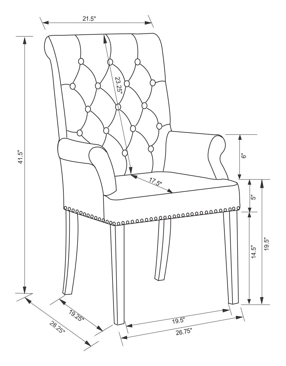 Alana Upholstered Tufted Arm Chair with Nailhead Trim - 115183 - Luna Furniture - Dallas Store