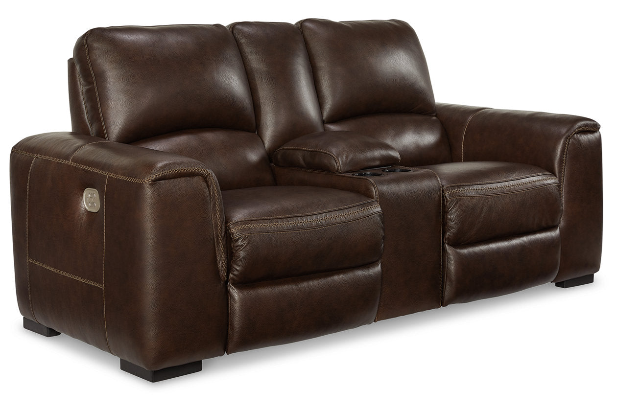 Alessandro Walnut Power Reclining Loveseat with Console - U2550218 - Luna Furniture - Dallas Store