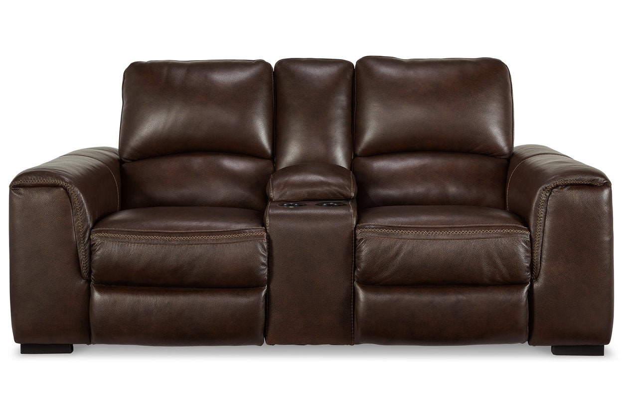 Alessandro Walnut Power Reclining Loveseat with Console - U2550218 - Luna Furniture - Dallas Store