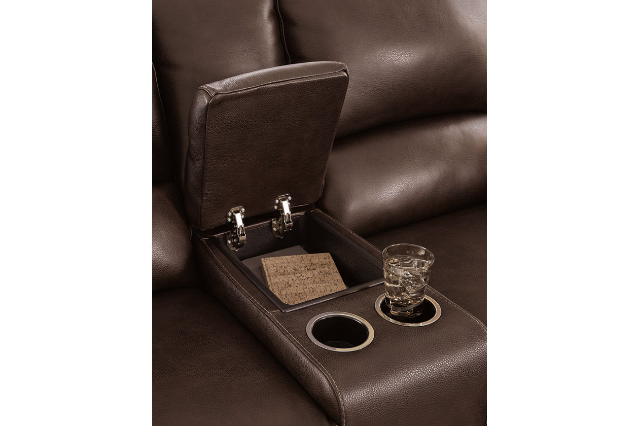 Alessandro Walnut Power Reclining Loveseat with Console - U2550218 - Luna Furniture - Dallas Store
