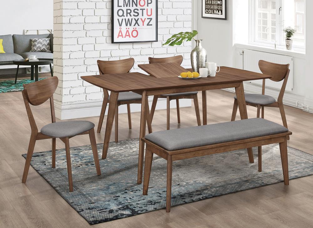Alfredo Gray/Natural Walnut Upholstered Dining Bench - 108083 - Luna Furniture - Dallas Store