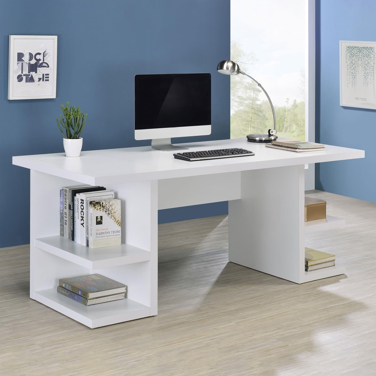 Alice White Writing Desk with Open Shelves - 801455 - Luna Furniture - Dallas Store