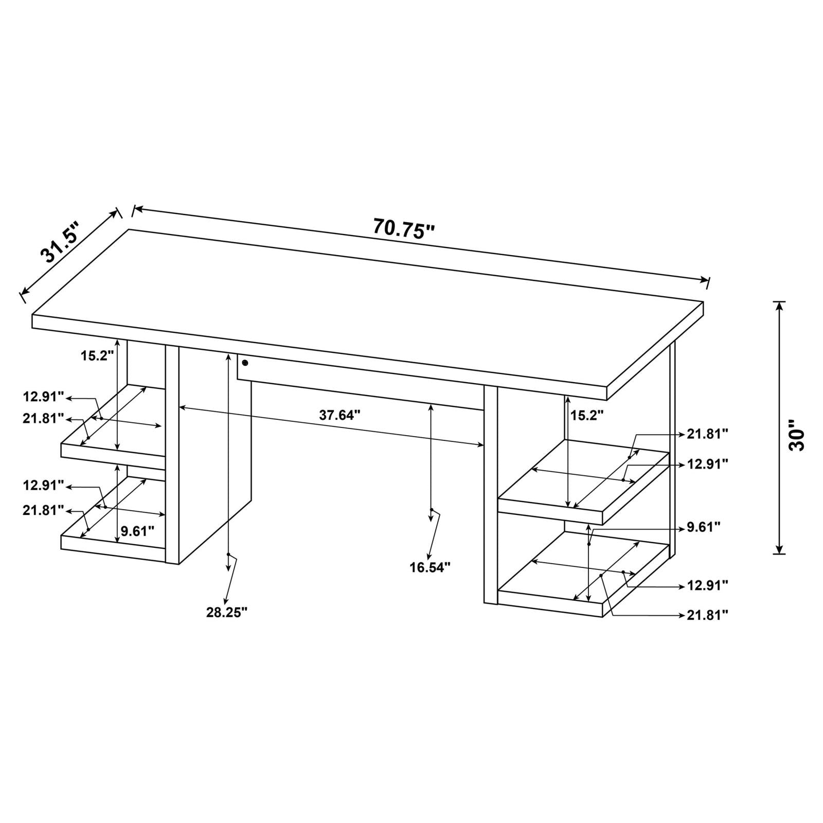 Alice White Writing Desk with Open Shelves - 801455 - Luna Furniture - Dallas Store