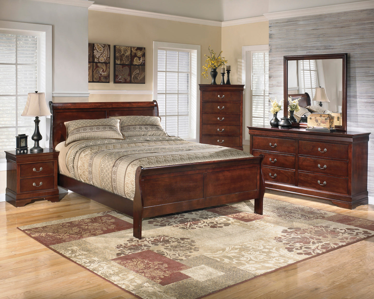 Alisdair Dark Brown Sleigh Bedroom Set - SET | B376-82 | B376-97 | B376-31 | B376-36 | B376-92 | B376-46 - Luna Furniture - Dallas Store