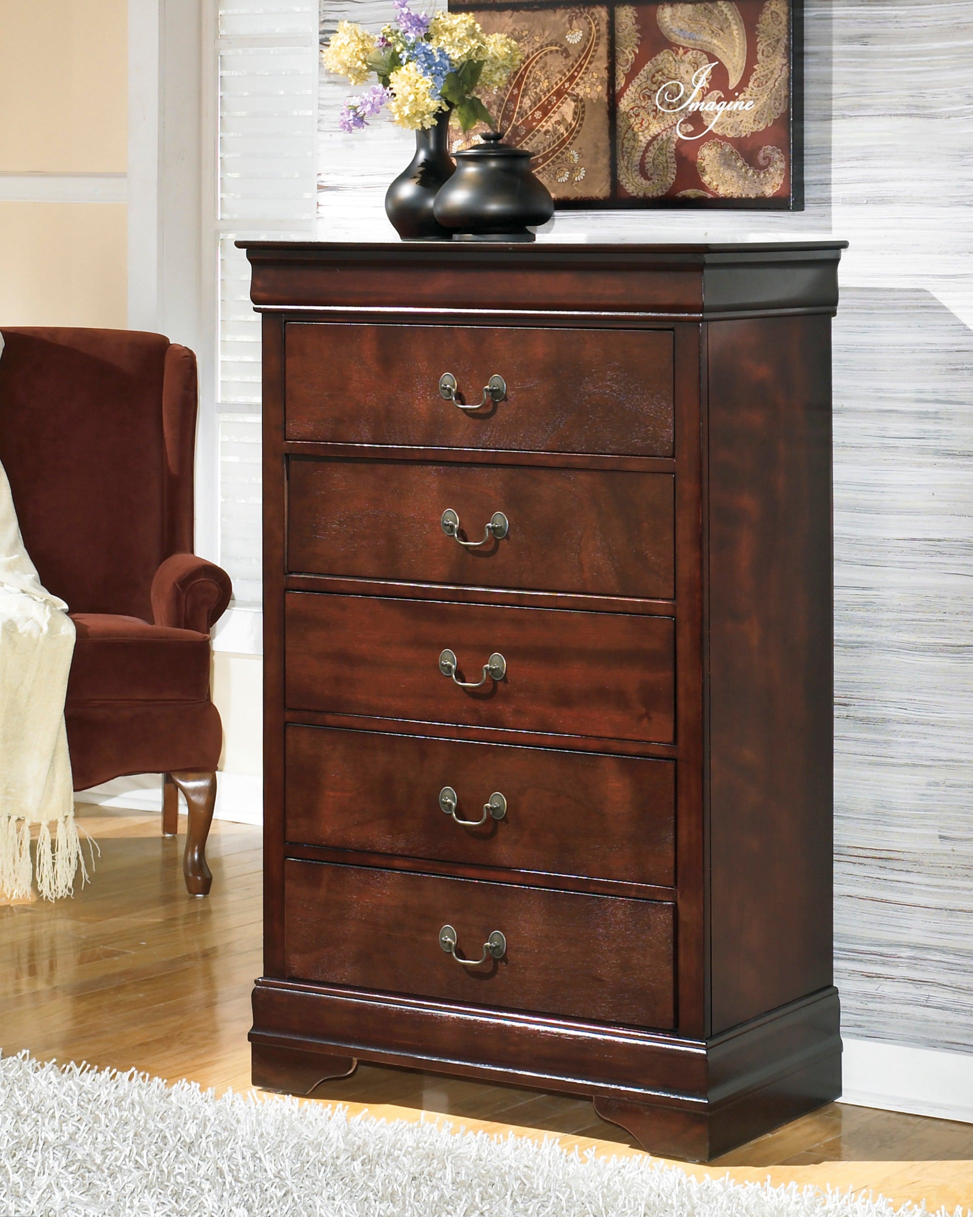 Alisdair Dark Brown Sleigh Bedroom Set - SET | B376-82 | B376-97 | B376-31 | B376-36 | B376-92 | B376-46 - Luna Furniture - Dallas Store