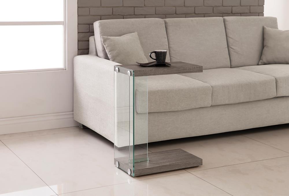 Alison Weathered Gray/Clear Accent Table - 902916 - Luna Furniture - Dallas Store