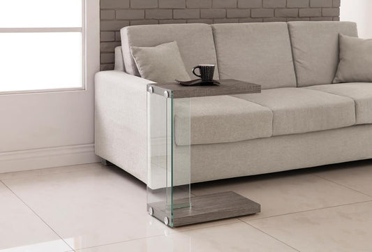 Alison Weathered Gray/Clear Accent Table - 902916 - Luna Furniture - Dallas Store