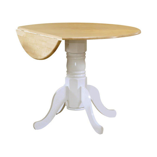 Allison Natural Brown/White Drop Leaf Round Dining Table - 4241 - Luna Furniture - Dallas Store