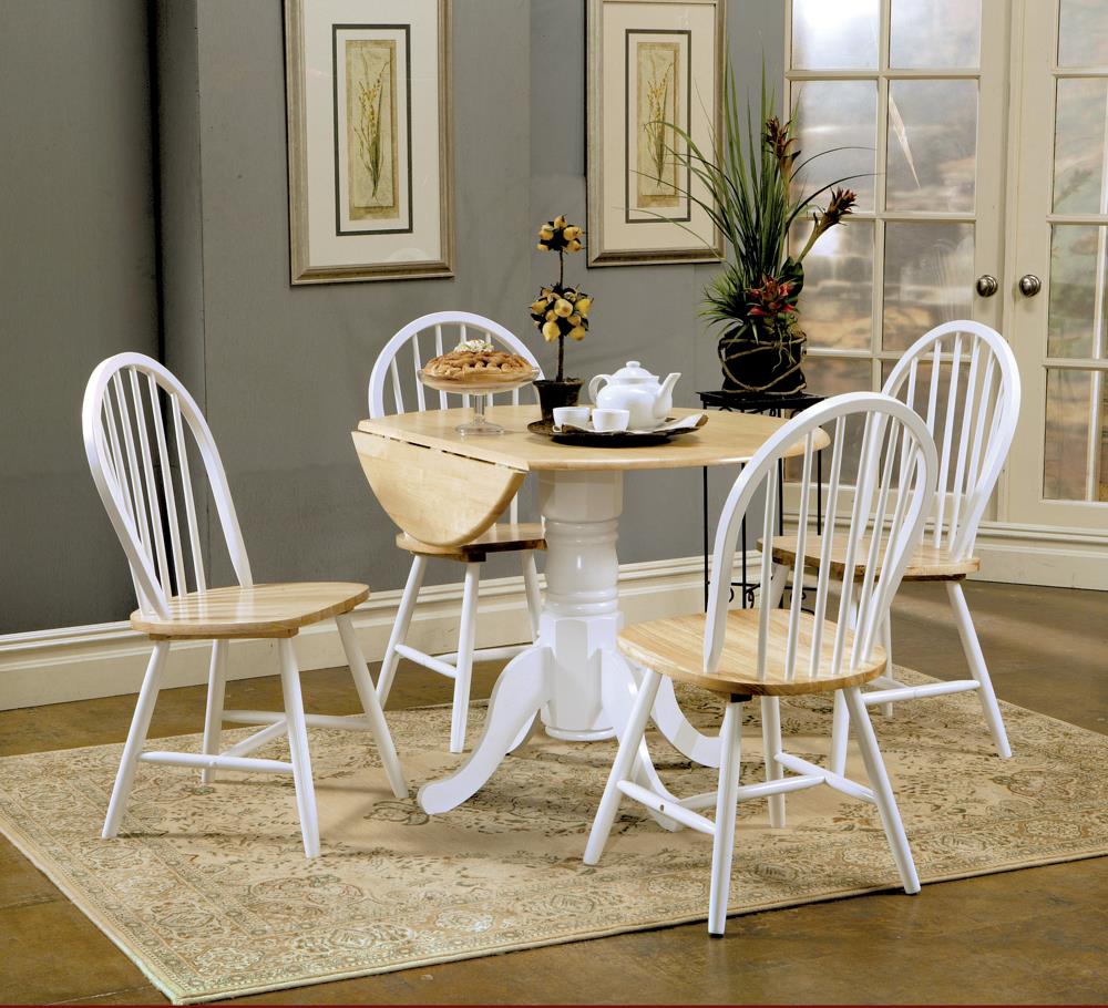 Allison Natural Brown/White Drop Leaf Round Dining Table - 4241 - Luna Furniture - Dallas Store