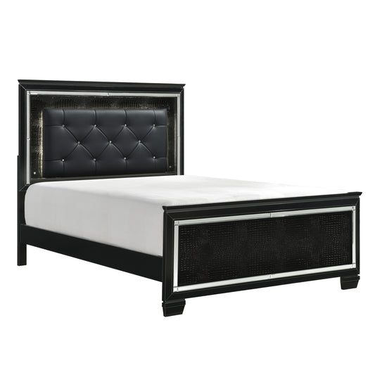Allura Black Full LED Upholstered Panel Bed - SET | 1916FBK-1 | 1916FBK-2 | 1916FBK-3 - Luna Furniture - Dallas Store