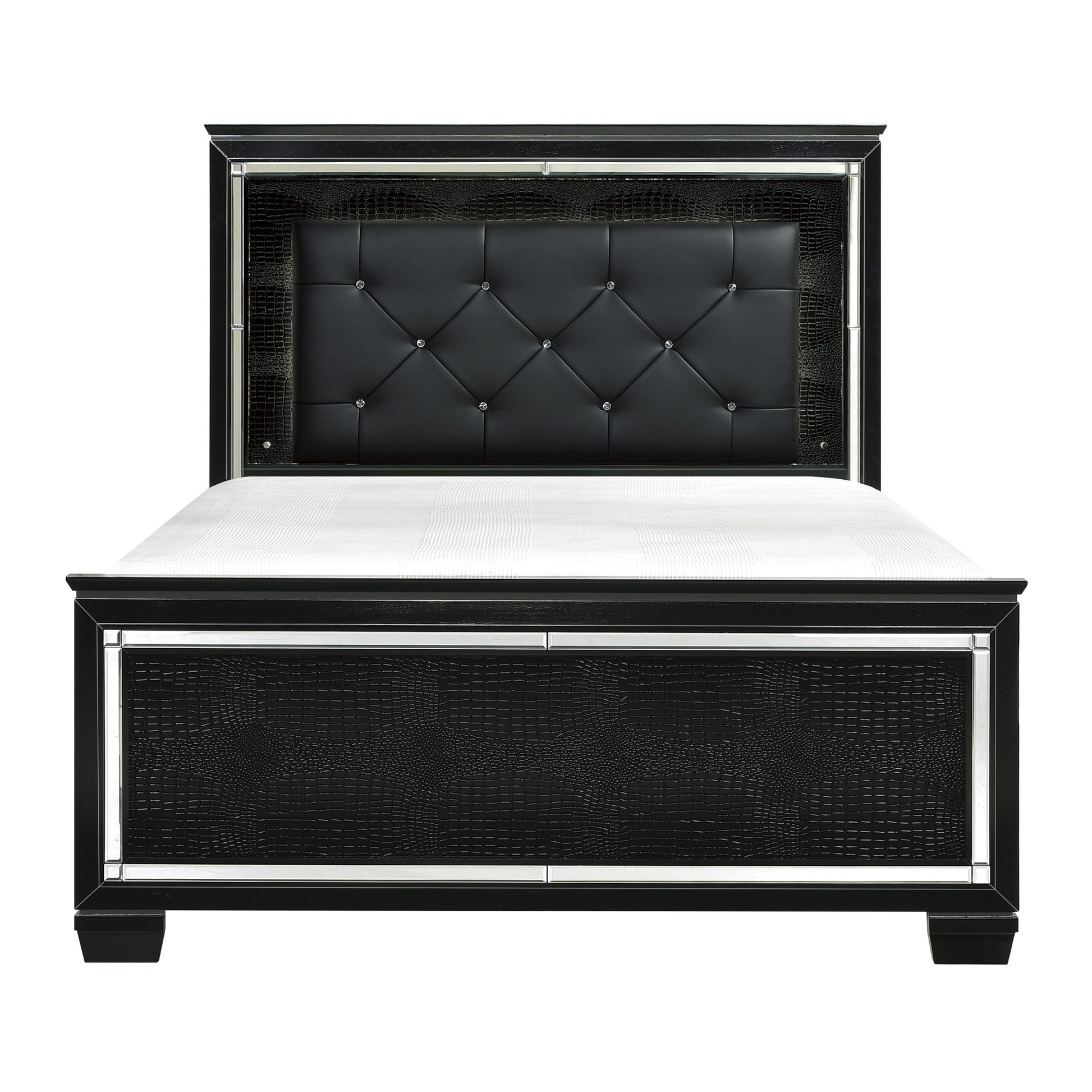 Allura Black King LED Upholstered Panel Bed - SET | 1916KBK-1 | 1916KBK-2 | 1916KBK-3EK - Luna Furniture - Dallas Store