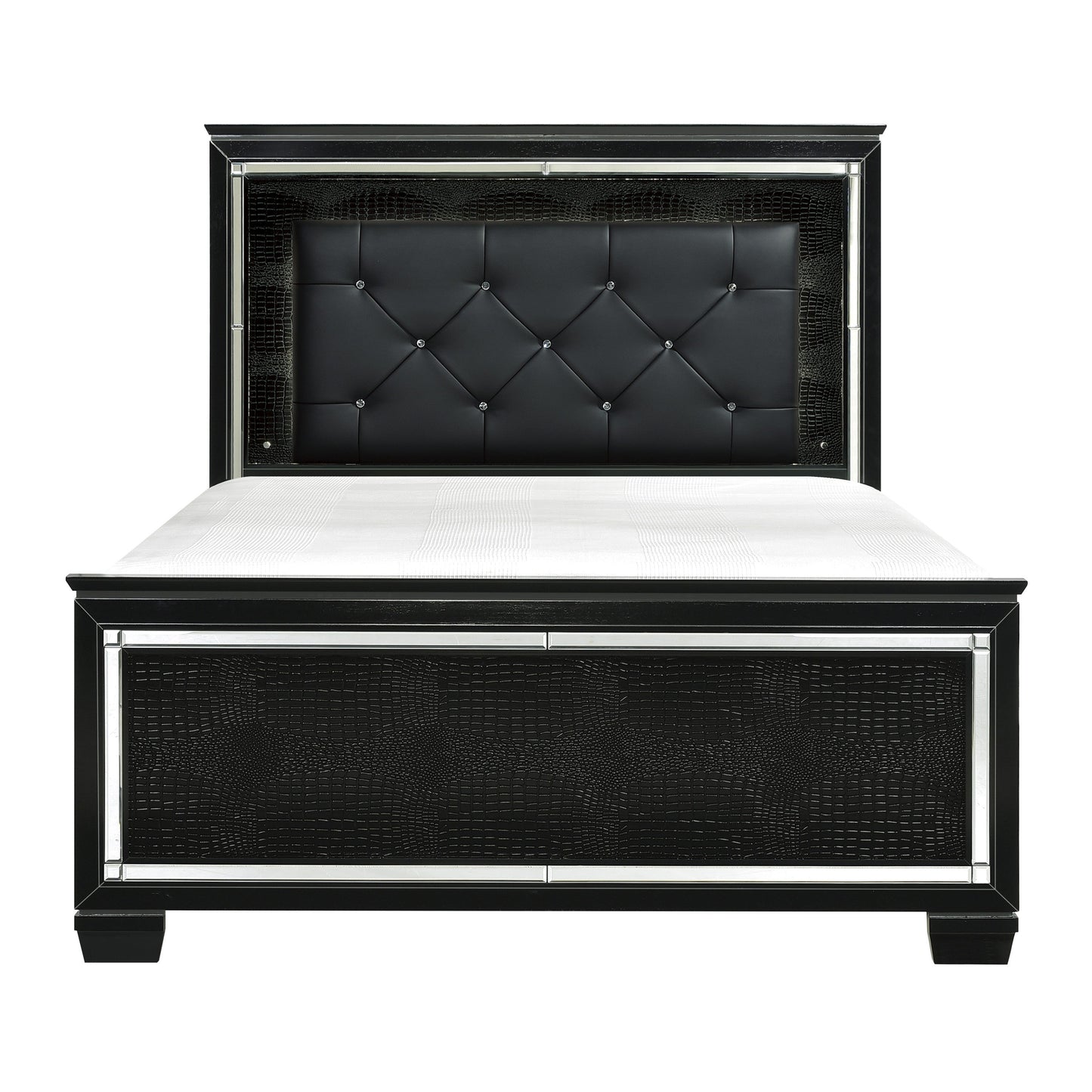 Allura Black LED Upholstered Panel Bedroom Set - SET | 1916KBK-1 | 1916KBK-2 | 1916KBK-3EK | 1916BK-4 | 1916BK-9 - Luna Furniture - Dallas Store