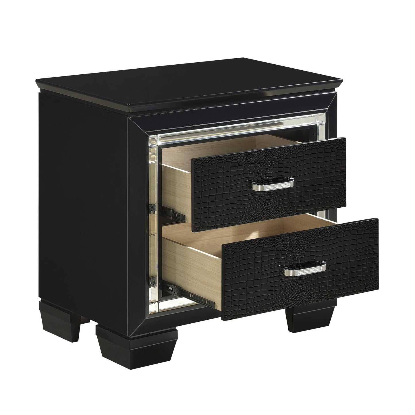 Allura Black LED Upholstered Panel Youth Bedroom Set - SET | 1916FBK-1 | 1916FBK-2 | 1916FBK-3 | 1916BK-5 | 1916BK-6 | 1916BK-4 | 1916BK-9 - Luna Furniture - Dallas Store