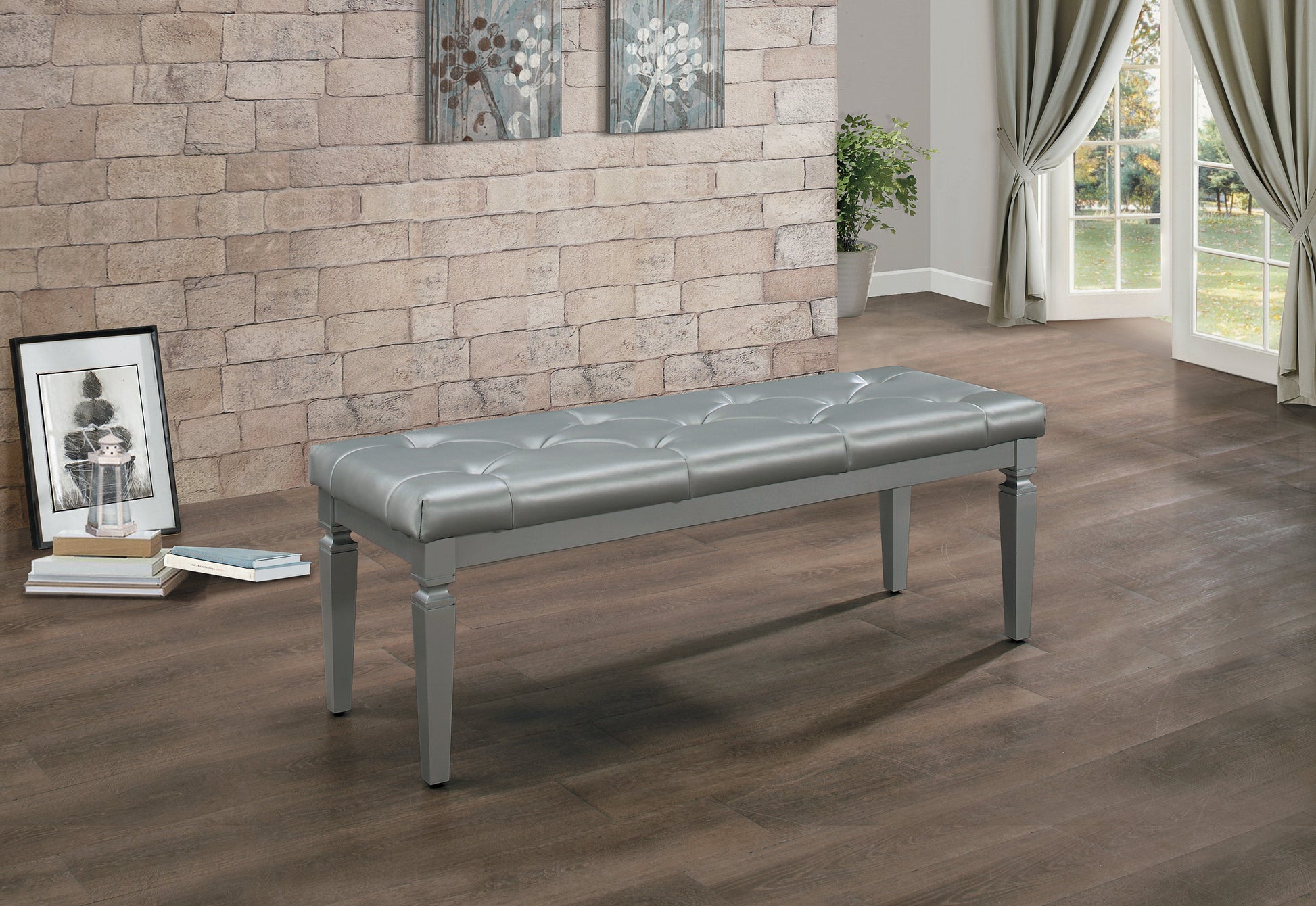 Allura Silver Bedroom Bench - 1916-FBH - Luna Furniture - Dallas Store