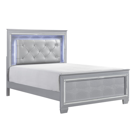 Allura Silver Full LED Upholstered Panel Bed - SET | 1916F-1 | 1916F-2 | 1916F-3 - Luna Furniture - Dallas Store