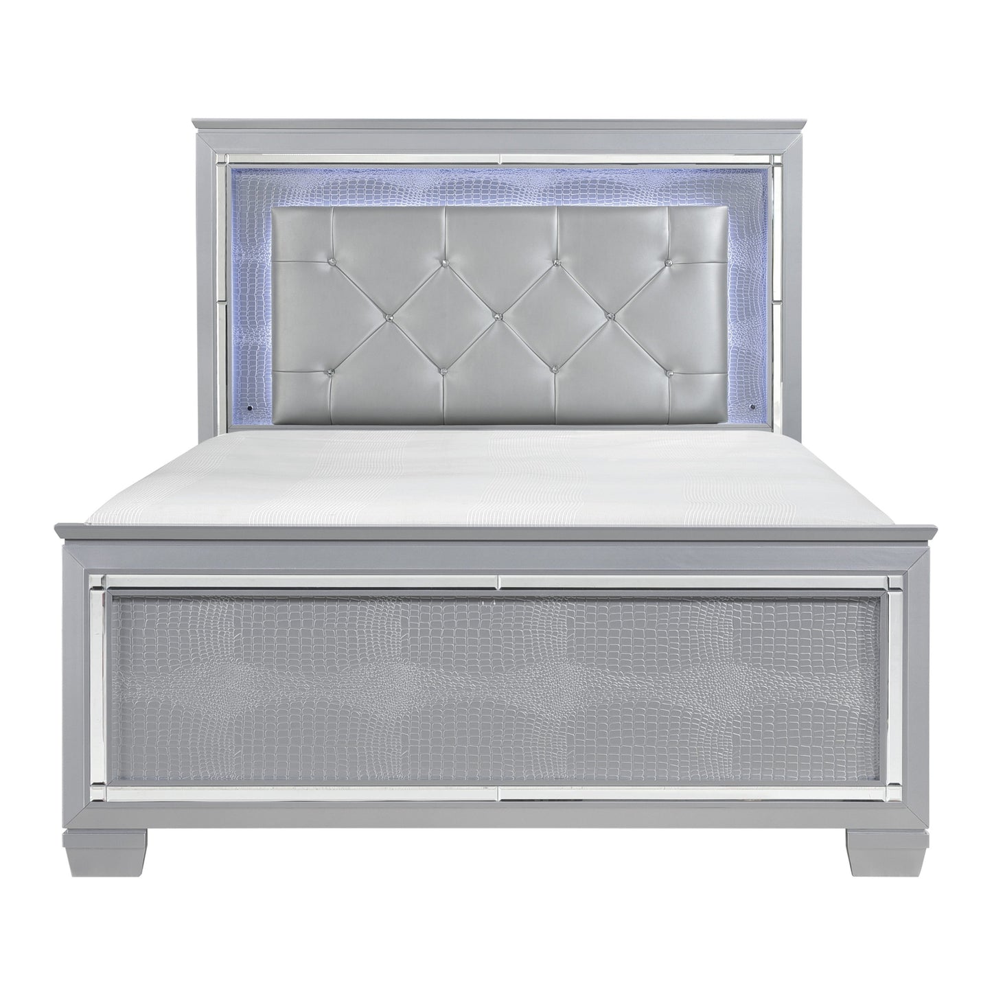Allura Silver King LED Upholstered Panel Bed - SET | 1916K-1 | 1916K-2 | 1916K-3EK - Luna Furniture - Dallas Store