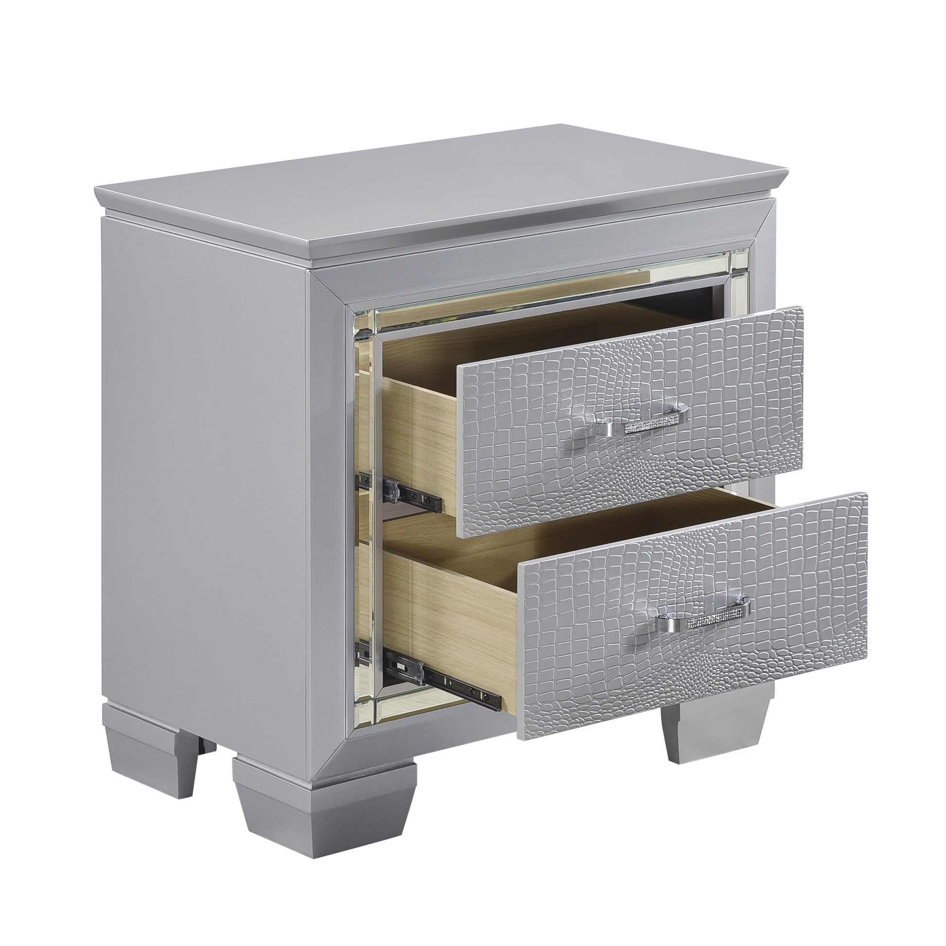 Allura Silver LED Upholstered Panel Bedroom Set - SET | 1916-1 | 1916-2 | 1916-3 | 1916-5 | 1916-6 | 1916-4 - Luna Furniture - Dallas Store