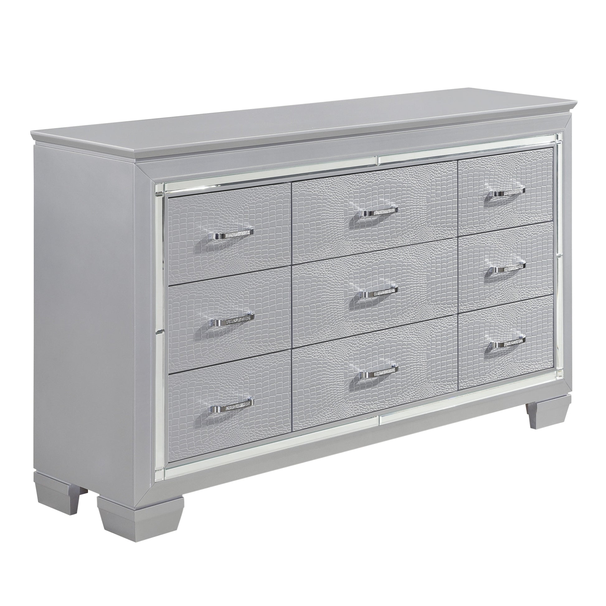 Allura Silver LED Upholstered Panel Youth Bedroom Set - SET | 1916F-1 | 1916F-2 | 1916F-3 | 1916-4 | 1916-9 - Luna Furniture - Dallas Store