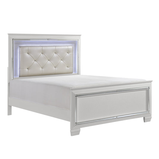 Allura White Full LED Upholstered Panel Bed - SET | 1916FW-1 | 1916FW-2 | 1916FW-3 - Luna Furniture - Dallas Store