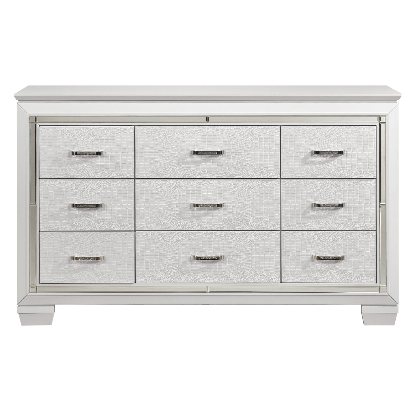 Allura White LED Upholstered Panel Bedroom Set - SET | 1916KW-1 | 1916KW-2 | 1916KW-3EK | 1916W-5 | 1916W-4 - Luna Furniture - Dallas Store