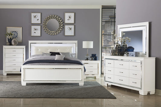 Allura White LED Upholstered Panel Youth Bedroom Set - SET | 1916FW-1 | 1916FW-2 | 1916FW-3 | 1916W-5 | 1916W-6 | 1916W-4 | 1916W-9 - Luna Furniture - Dallas Store