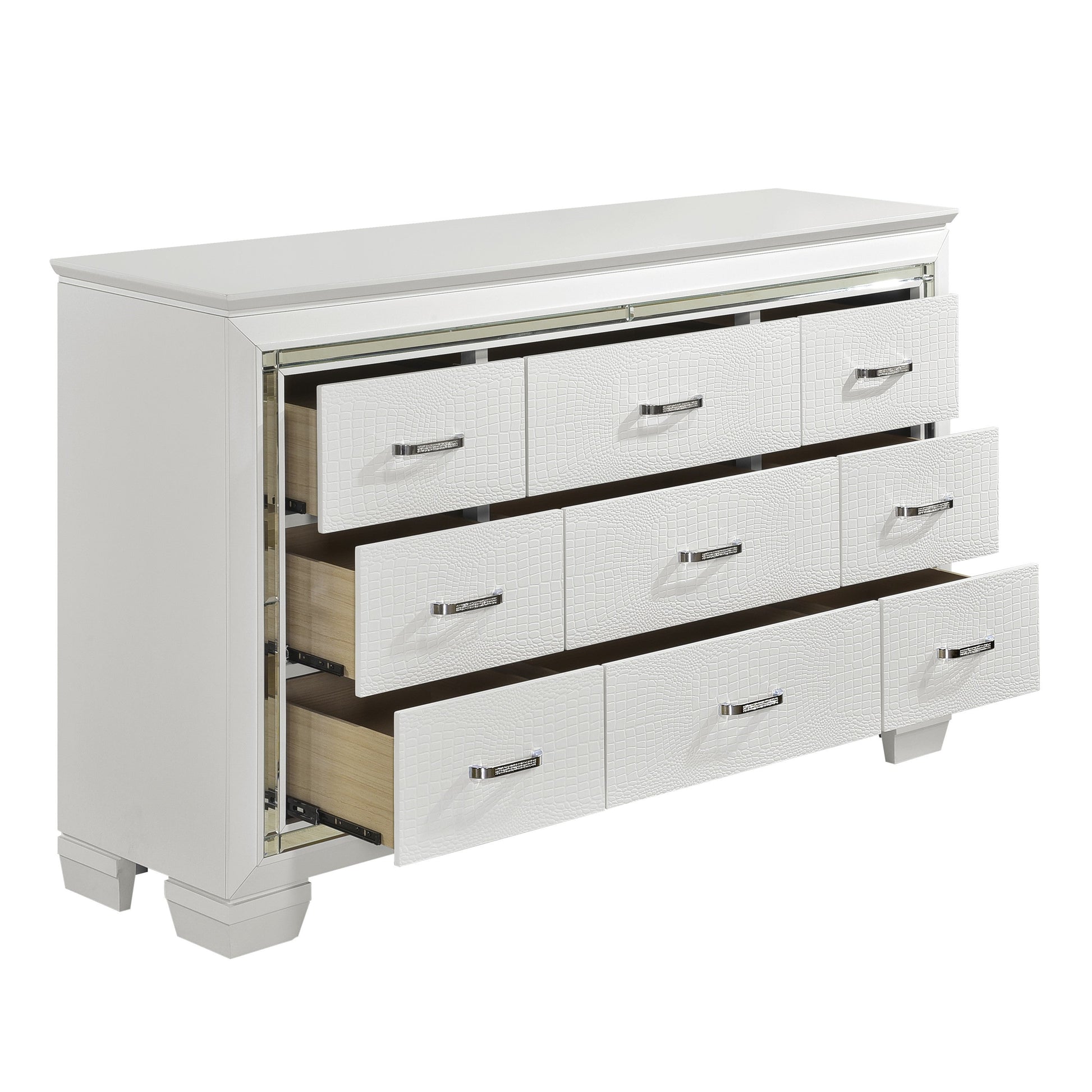 Allura White LED Upholstered Panel Youth Bedroom Set - SET | 1916FW-1 | 1916FW-2 | 1916FW-3 | 1916W-5 | 1916W-6 | 1916W-4 | 1916W-9 - Luna Furniture - Dallas Store