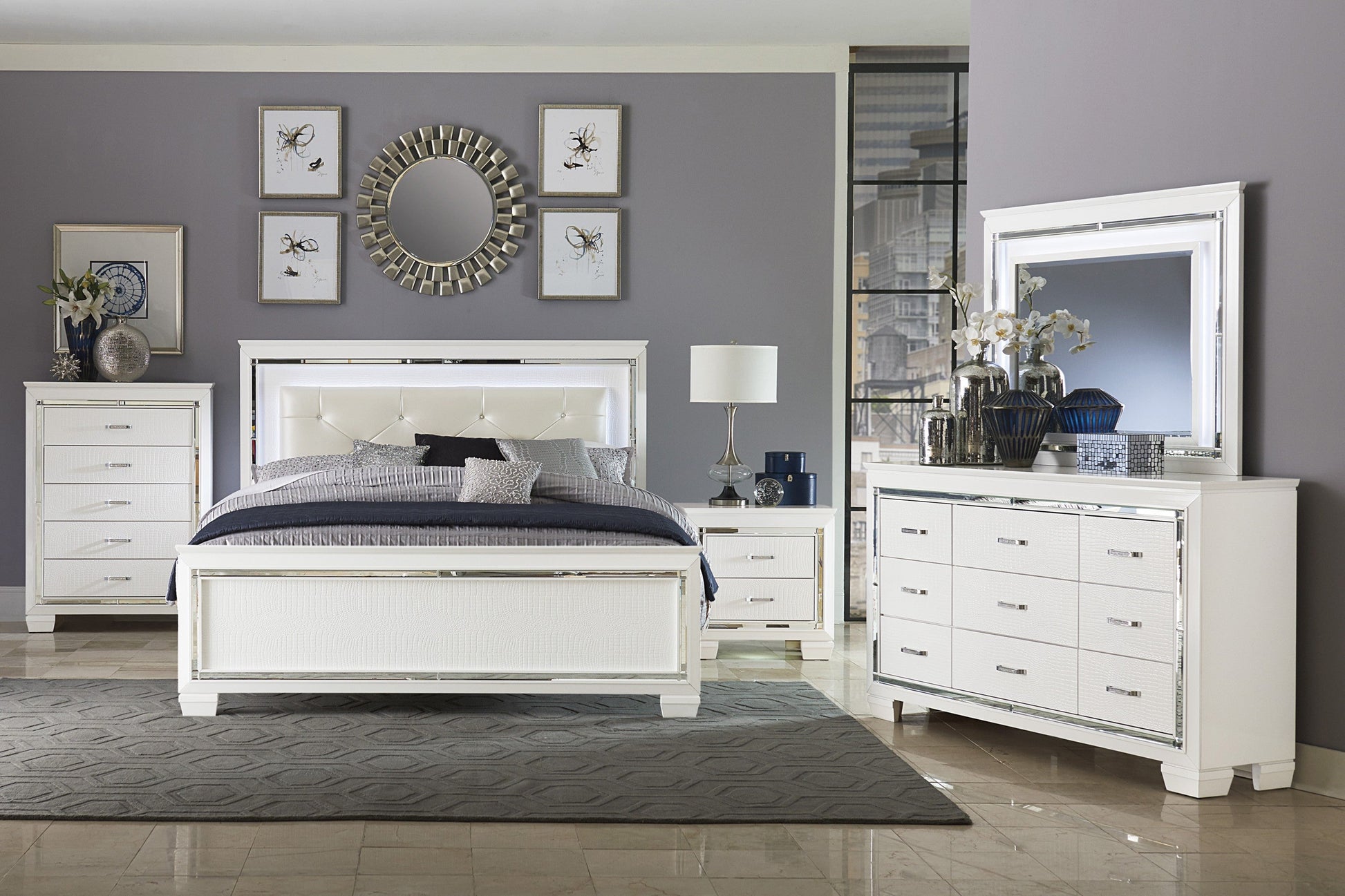 Allura White Mirror (Mirror Only) - 1916W-6 - Luna Furniture - Dallas Store
