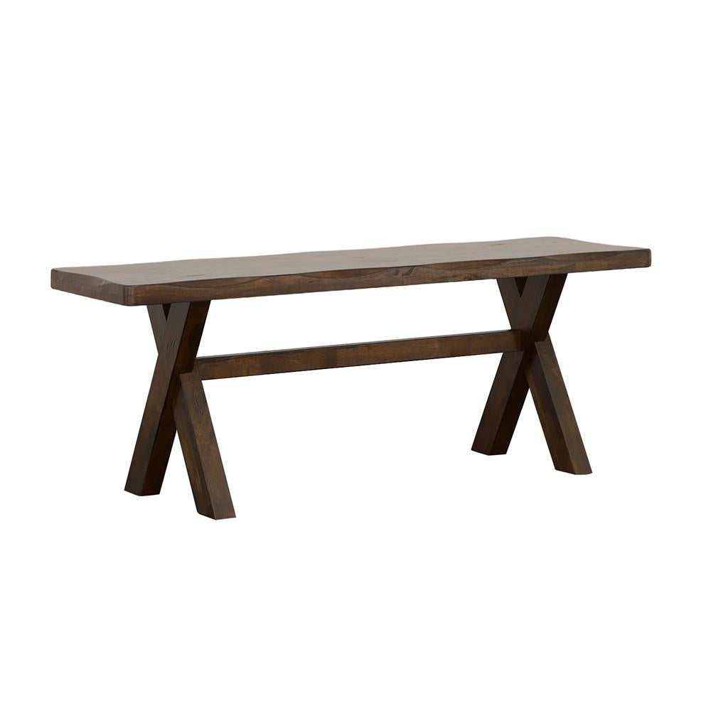 Alston Knotty Nutmeg X-Shaped Dining Bench - 106383 - Luna Furniture - Dallas Store