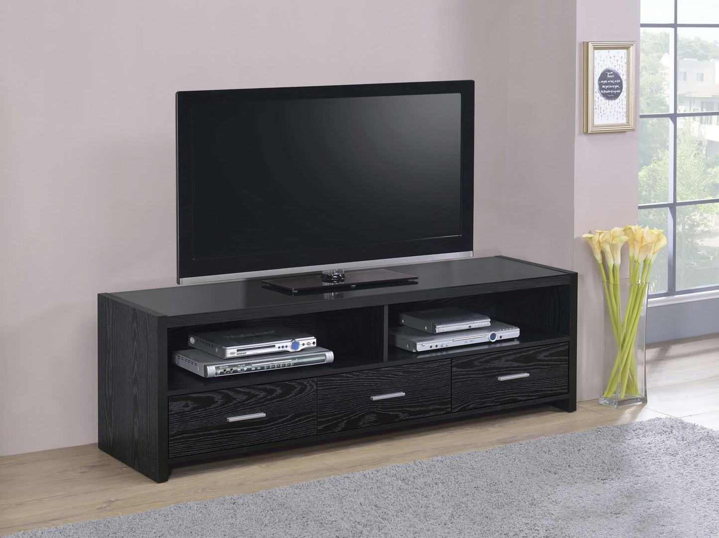Alton 62" 3-Drawer TV Console Black Oak - 700645 - Luna Furniture - Dallas Store