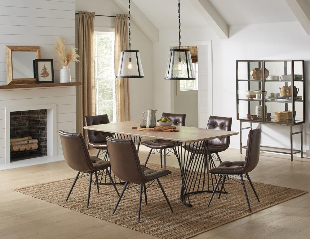 Altus Natural Oak/Gunmetal Swirl Base Dining Table - 193531 - Luna Furniture - Dallas Store
