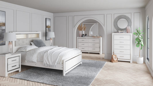 Altyra White LED Bookcase Upholstered Panel Bedroom Set - SET | B2640-54 | B2640-65 | B2640-96 | B2640-92 | B2640-46 - Luna Furniture - Dallas Store