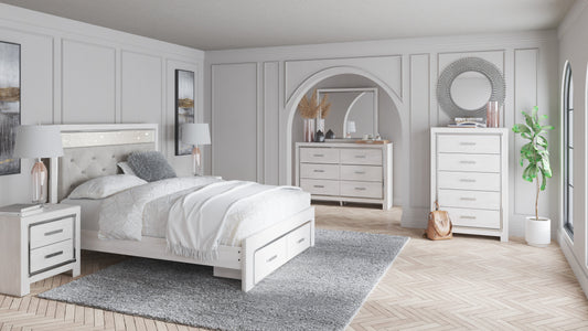 Altyra White LED Upholstered Footboard Storage Platform Bedroom Set - SET | B2640-56S | B2640-58 | B2640-95 | B2640-92 | B2640-46 | B100-14 - Luna Furniture - Dallas Store