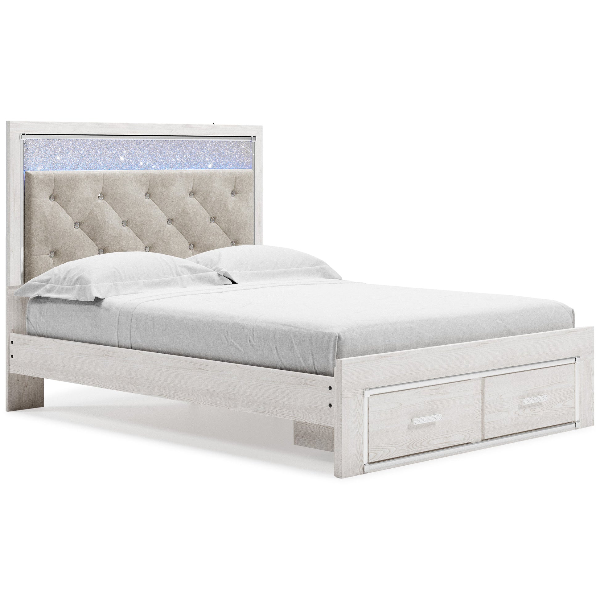 Altyra White LED Upholstered Footboard Storage Platform Bedroom Set - SET | B2640-56S | B2640-58 | B2640-95 | B2640-92 | B2640-46 | B100-14 - Luna Furniture - Dallas Store