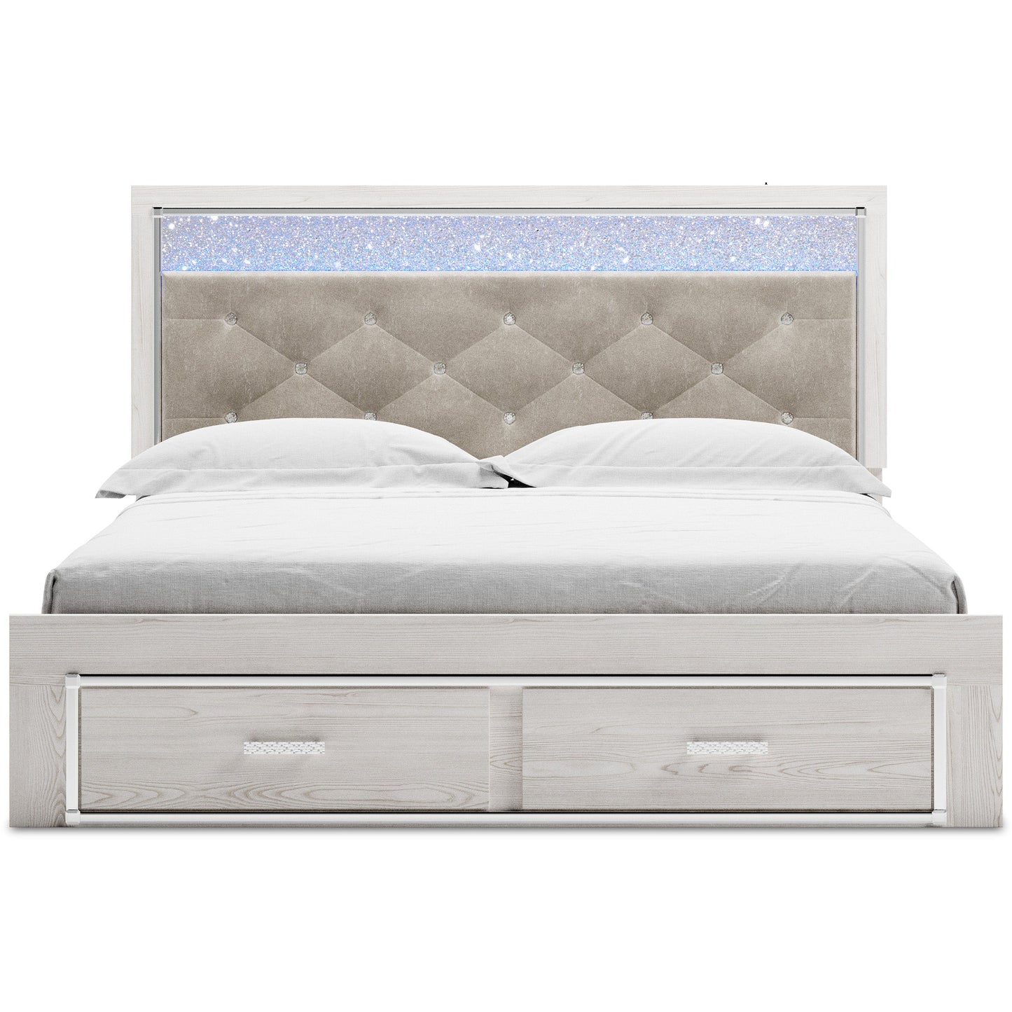 Altyra White LED Upholstered Footboard Storage Platform Bedroom Set - SET | B2640-56S | B2640-58 | B2640-95 | B2640-92 | B2640-46 | B100-14 - Luna Furniture - Dallas Store